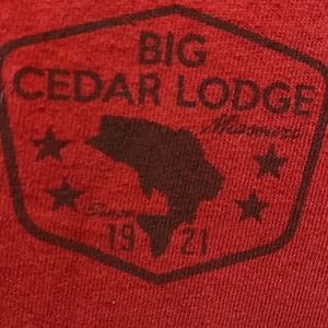 Red Short Sleeve T -Shirt And pBig Cedar Lodge Logo On Front